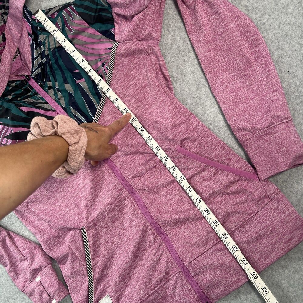 Women's Zoot Dawn Patrol full zip jacket Running Hoodie pink palm M - Picture 9 of 15